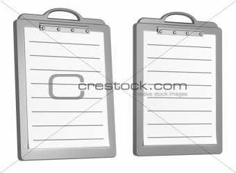 Two white lined blank writing pads. Isolated on white