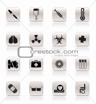 collection of  medical themed icons and warning-signs