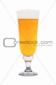 mug full of golden beer isolated on the white background