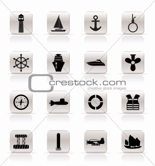 Simple Marine, Sailing and Sea Icons