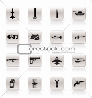 Simple weapon, arms and war icons