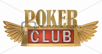 Poker club - gold emblem. Isolated on white