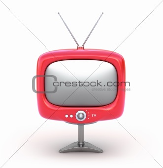 Red retro TV Set. Isolated on white