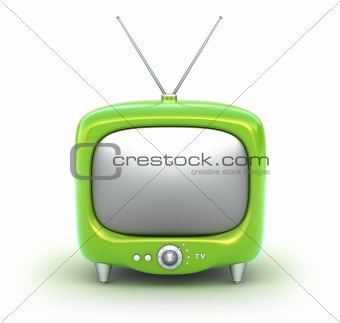 Green retro TV Set. Isolated on white