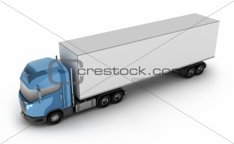 Modern truck with cargo container. Isolated on white.