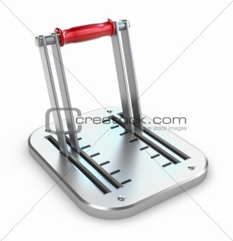 Airplane gearshift on white background
