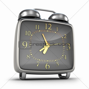 Alarm clock. Isolated on white 3d render. Isolated on white