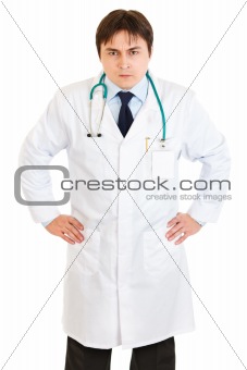 Stressful young medical doctor with stethoscope
