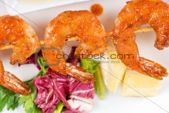 Fried kebab of shrimps
