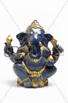 A statue of an Indian god Lord Ganesha. isolated on white