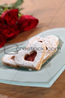 Shortbread hearts and roses