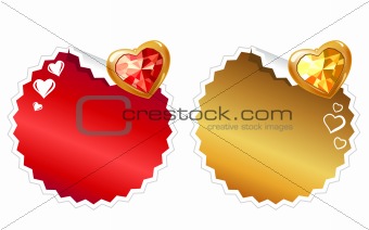Set of stickers with hearts