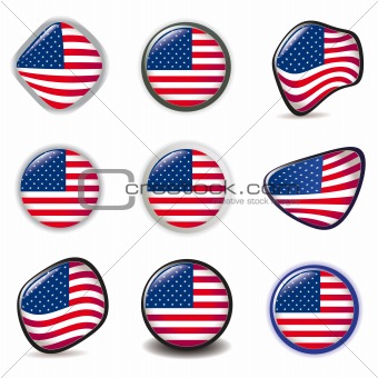 American Flag symbols icons Buttons vector illustration USA
