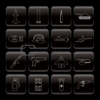 Line weapon, arms and war icons