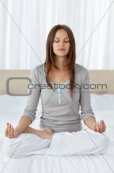 Beauty woman doing yoga exercises