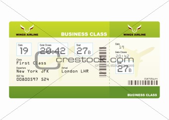 plane tickets business class green