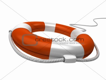 Isolated 3d life buoy with rope