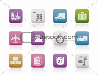 logistics, shipping and transportation icons