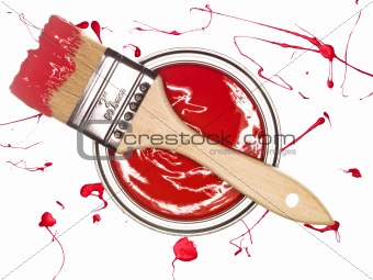 Red Paintcan and brush