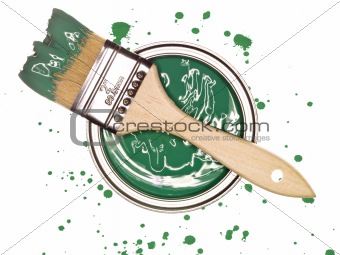  Green Paint can with brush