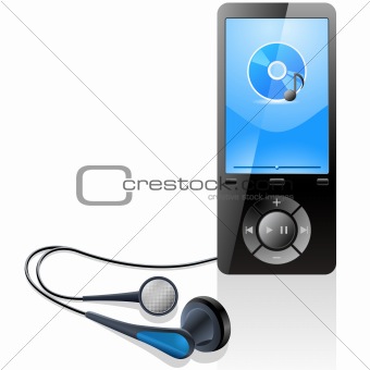 music player with headphones