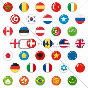 Set of world flags. Vector button