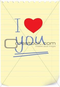 Notepad sheet and red heart