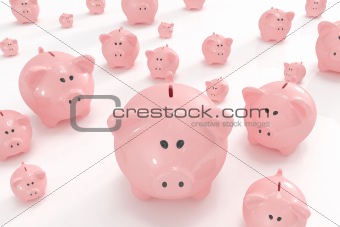 Bunch of different sized piggy banks