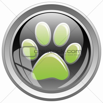 Animal footprint icon on black button