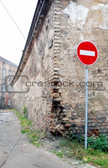 Roadsign brick in Oldtown