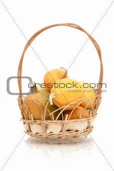 Pumpkins in a basket from a rod
