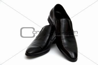 Black man's shoes, on the white background, isolated