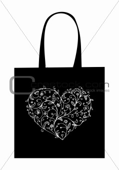 Floral heart shape, design of shopping bag