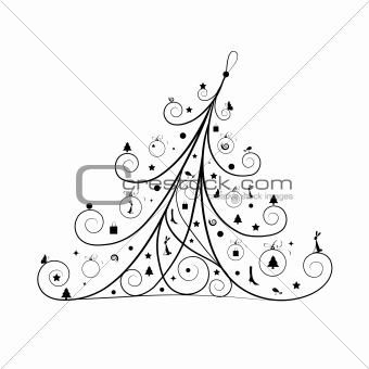 Christmas tree decoration, silhouette for your design