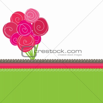 Bouquet of pink roses. Vector illustration