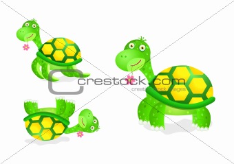 cute turtle toy icon set