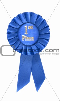 First place rosette isolated on white