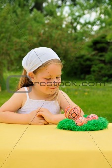 Little girl enjoying Easter time