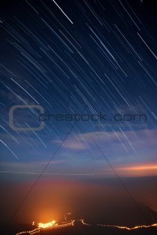 star trails in the sky
