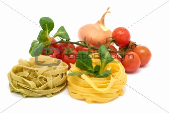 Italian pasta tagliatelle with vegetables