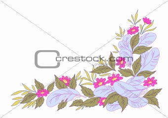 flowers, leaves and feathers