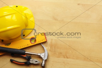 hard hat and tool