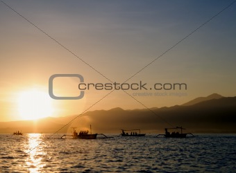 Boats on sunset