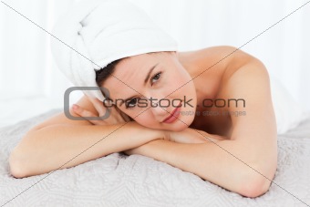 Beautiful women lying down