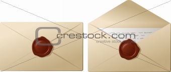 Envelope with sealing wax