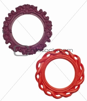 Pair of Round Modern Vibrant Colored Empty Frames