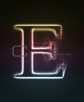 Glowing font. Shiny letter E