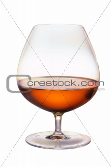 Glass of brandy (cognac) isolated on a white background