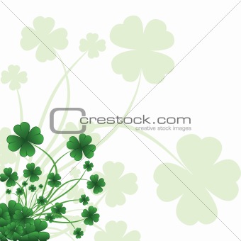 Floral ornate background to St. Patrick's Day with clover