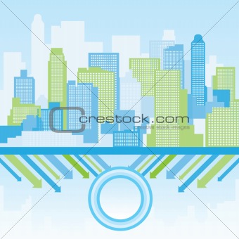 green and blue city background